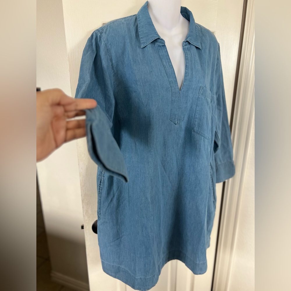 NWT Vineyard Vines Light Blue Denim Tunic Dress - Long Sleeve XL - Picture 5 of 16